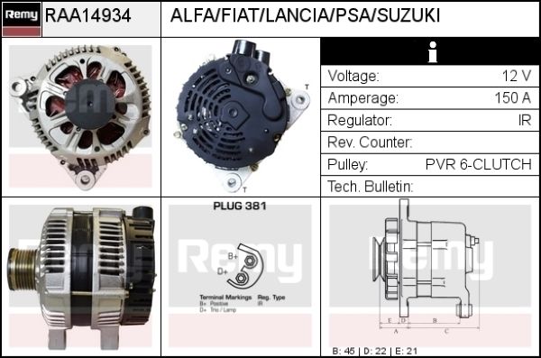 DELCO REMY Генератор RAA14934